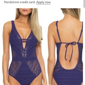 Becca color play crochet one piece swimsuit